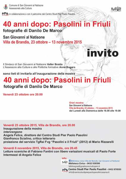 "40 anni dopo. Pasolini in Friuli". Locandina