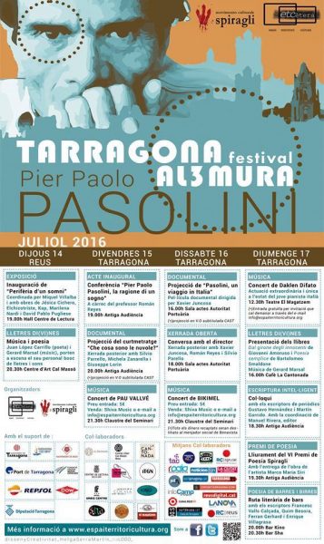 Il Festival per Pasolini a Tarragona e Reus. Manifesto