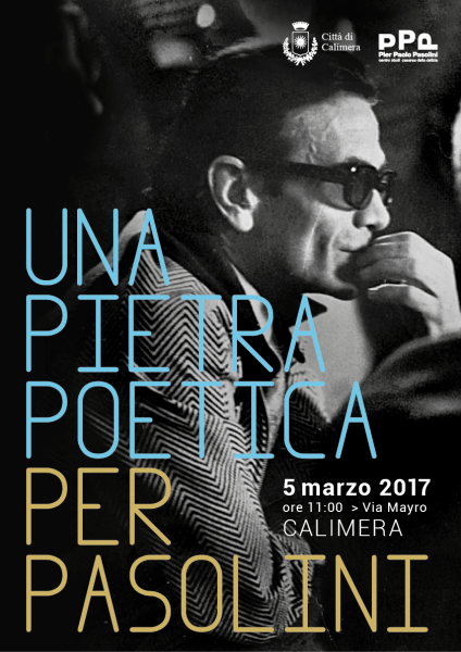 Una "Pietra Poetica" per Pasolini a Calimera.Manifesto