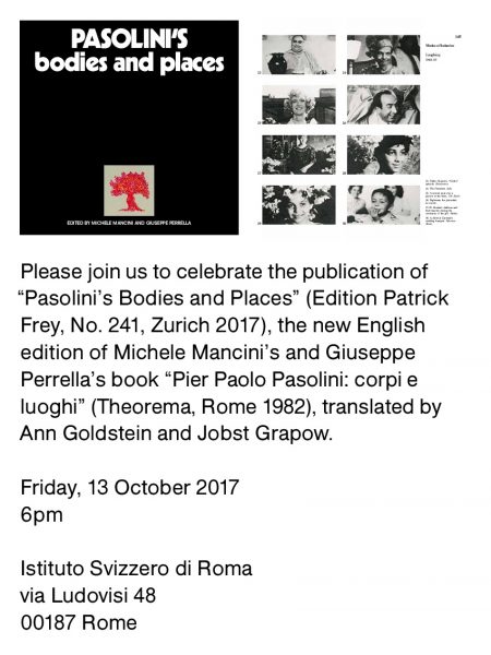 Presentazione del libro "Pasolini's Bodies and ". Invito