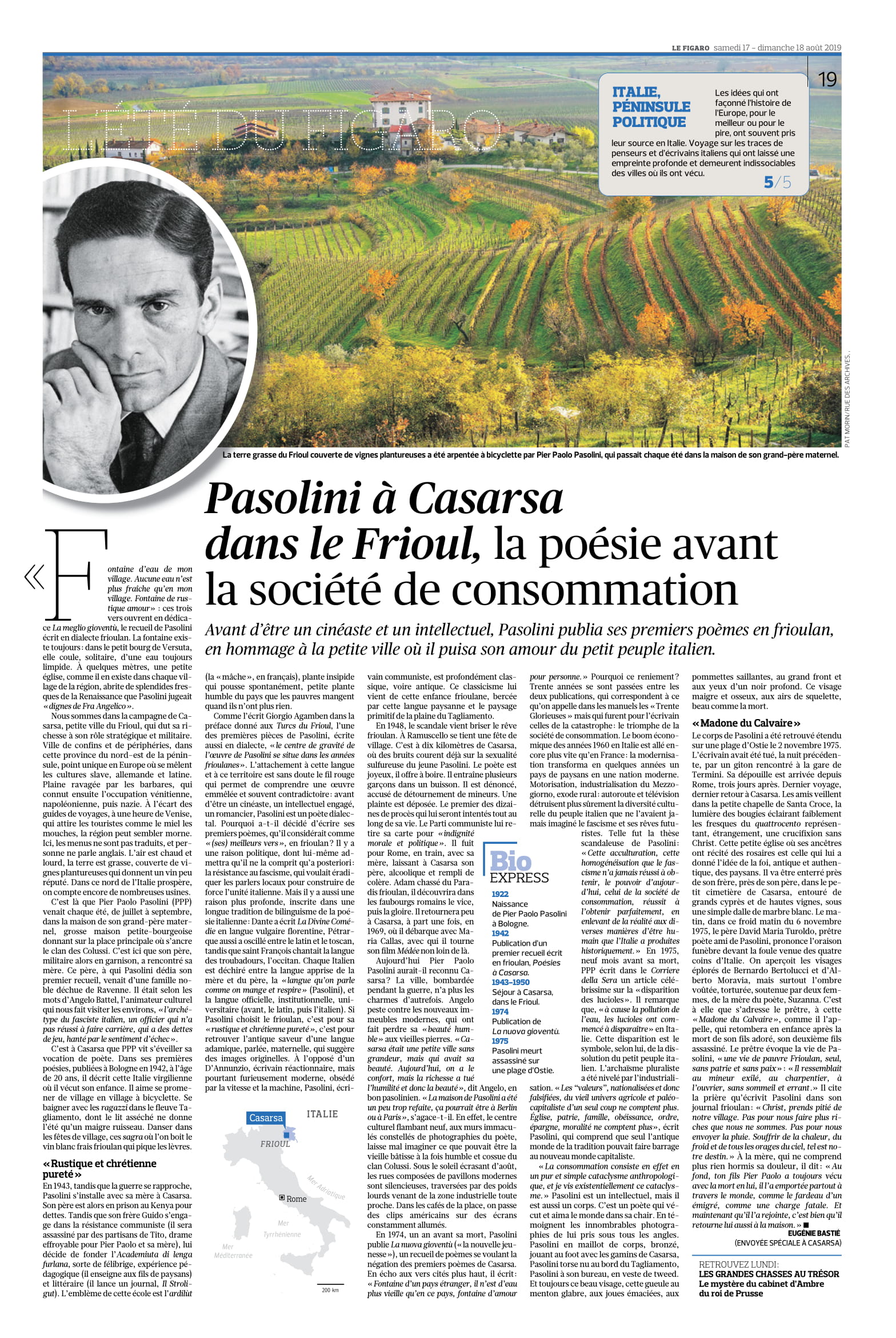 Le Figarò - Pasolini a Casarsa dans le Frioul...17-08-2019-1